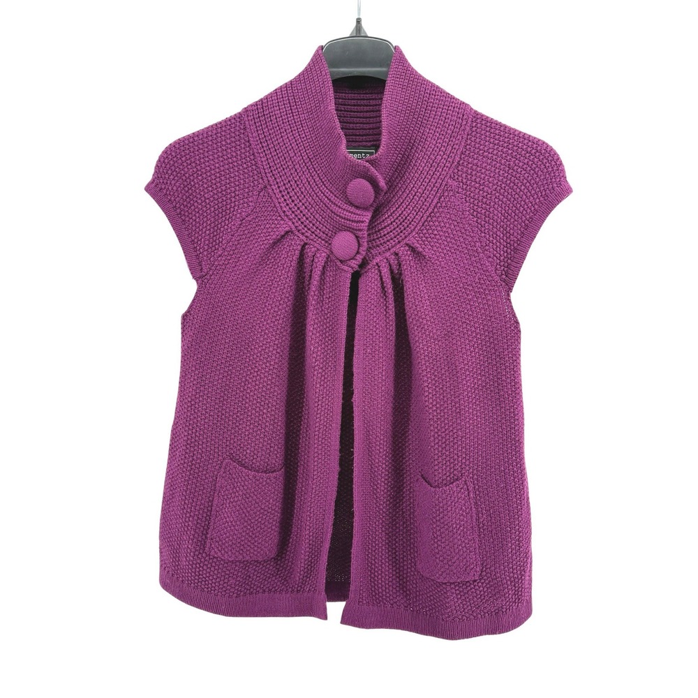 Elementz Womens "M" Pre-Owned Purple Knit Sweater Vest Button Front Sleeveless